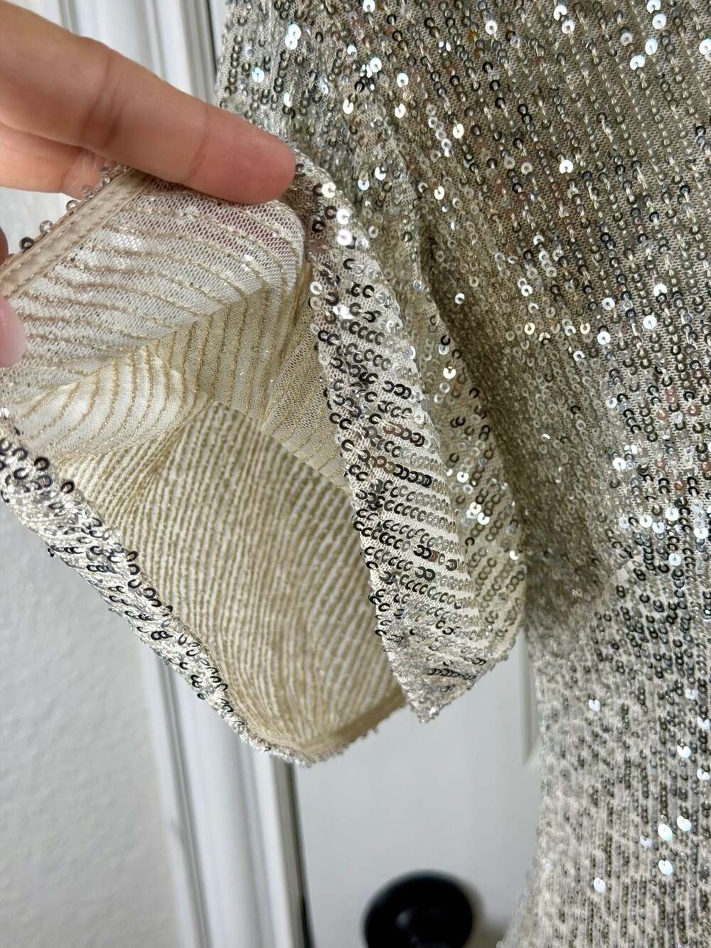 Eliza J Sequin Flutter Sleeve Sheath Dress in Silver - Picture 5 of 12